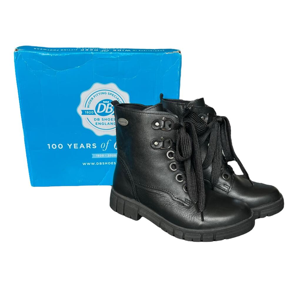 DB Wider Fit Shoes Ampthill Black Leather Ankle Boots 2V Extra Wide UK 5 US 7